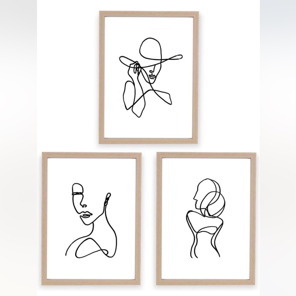 11x14 Inch Framed Minimalist Wall Art Set with Lady's Body Line Art for Room - Picture 2 of 9